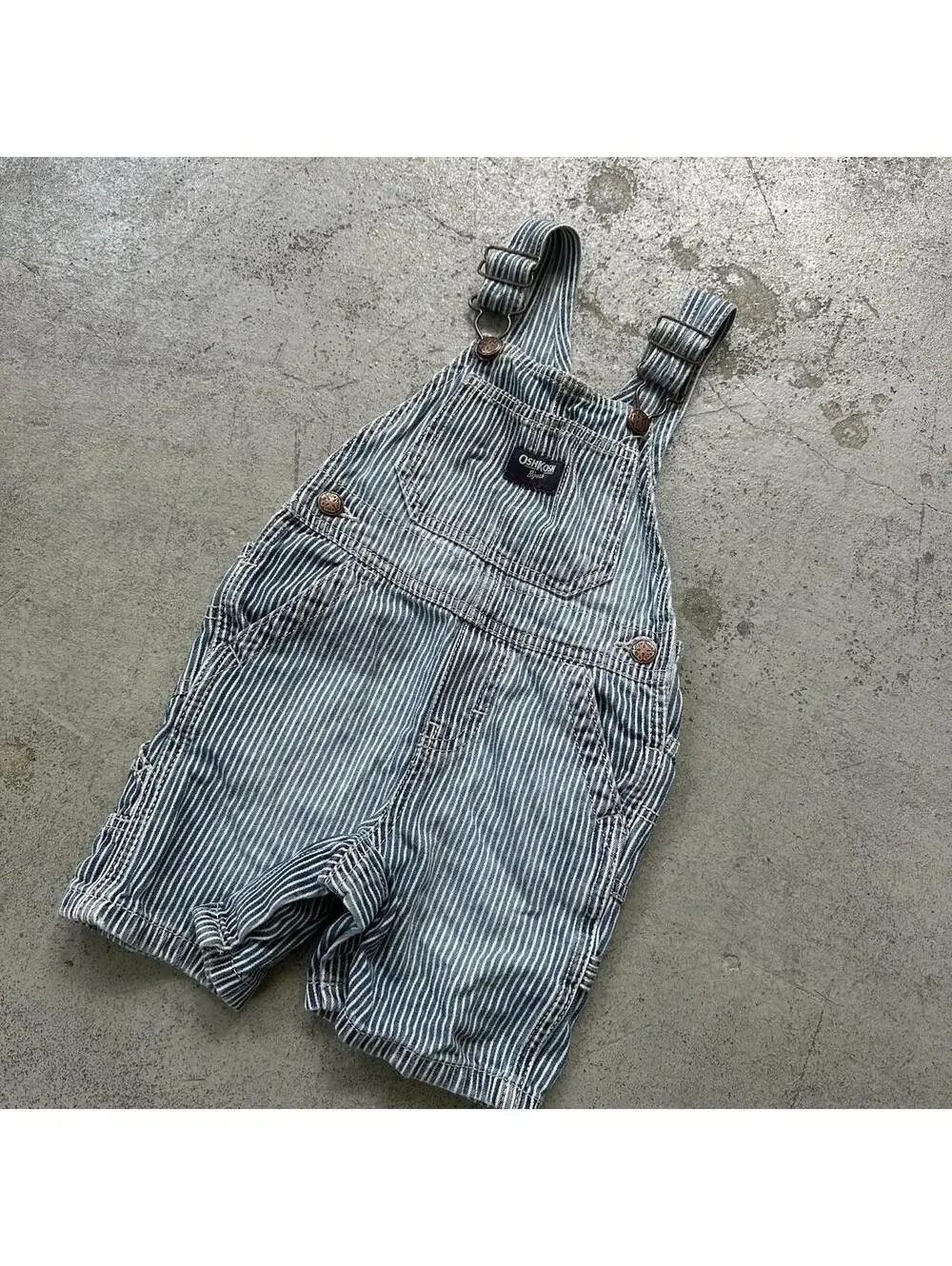 Infant Y2K Osh Kosh Pin Stripe Denim Overalls Short Overalls